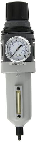 Parker P33EA96ESMBNGP One Piece Filter/Regulator, 3/4" NPT, Metal Bowl with Sight Gauge, Manual Drain, 5 micron, 208 scfm, Relieving Type, 0-125 psig Pressure Range, with Gauge in Kuwait