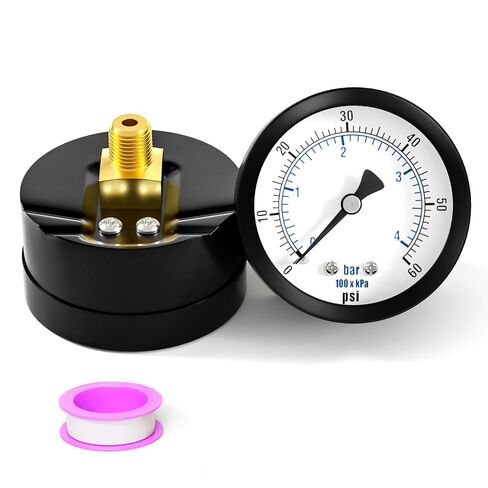 مقياس ضغط مضخة الآبار 0-60PSI مقاس 2 بوصة، حامل خلفي 1/8 بوصة NPT، دقة 3-2-3%، للأنبوب، مضخة المياه، الغاز، السائل، اختبار الضغط in Kuwait