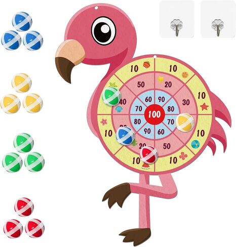 لوح رمي السهام فلامنغو كبير مقاس 29 بوصة، مجموعة لوحة رمي السهام في هاواي Hello Summer Dart Shooting Fun Party Play Game Toys لوازم الحفلات الاستوائية مع 12 كرة لاصقة وخطاف in Kuwait