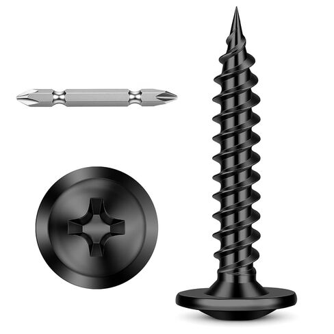 Mellewell #10 x 1-1/4" Modified Truss Head Fast Self Tapping Screws Wood Screws, Black Oxide, Carbon Steel, Screwdriver Bit Included, 100 PCS in Kuwait