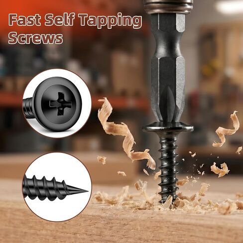 Mellewell #10 x 1-1/4" Modified Truss Head Fast Self Tapping Screws Wood Screws, Black Oxide, Carbon Steel, Screwdriver Bit Included, 100 PCS in Kuwait