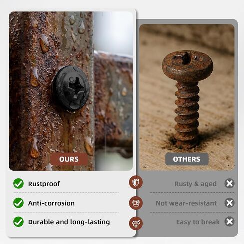 Mellewell #10 x 1-1/4" Modified Truss Head Fast Self Tapping Screws Wood Screws, Black Oxide, Carbon Steel, Screwdriver Bit Included, 100 PCS in Kuwait