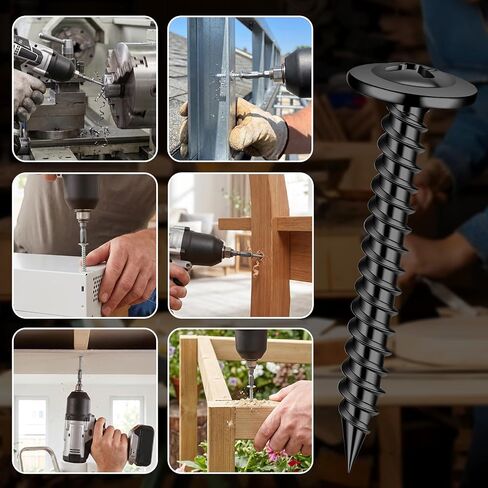 Mellewell #10 x 1-1/4" Modified Truss Head Fast Self Tapping Screws Wood Screws, Black Oxide, Carbon Steel, Screwdriver Bit Included, 100 PCS in Kuwait