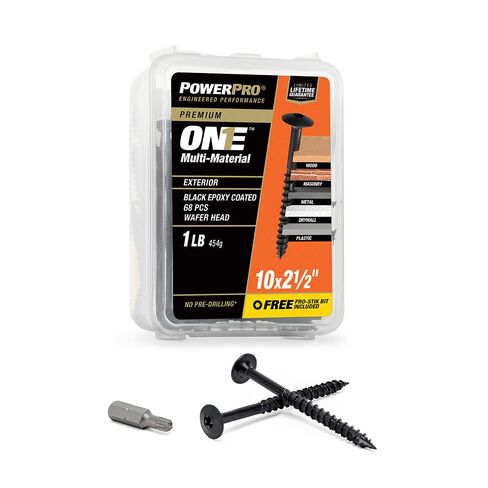 Power Pro ONE Wafer Exterior Black Multi-Material Screws (#10 x 2-1/2") - 68 pc in Kuwait