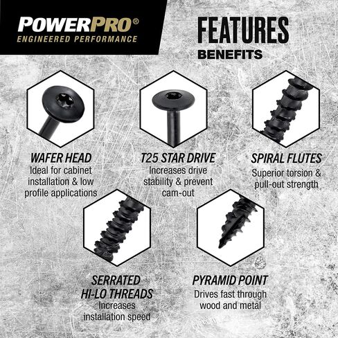 Power Pro ONE Wafer Exterior Black Multi-Material Screws (#10 x 2-1/2") - 68 pc in Kuwait