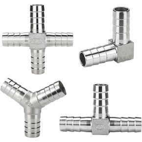 304 Stainless Steel X-Type 8/10/12/15/20/25mm Three-way Straight Through Joint Water Pipe 1Pcs(15mm) in Kuwait