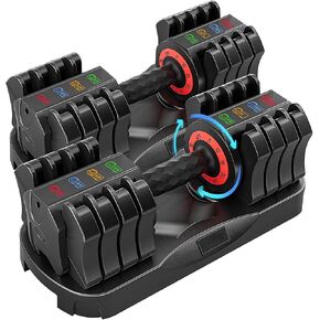 WHATAFIT 2026 Upgrade 25LB Adjustable Dumbbell, 5-in-1 Fast Weight Change with Anti-Slip Handle & Tray, Single Dumbbell for Full Body Workout Fitness Strength Training at Home Gym for Men Women in Saudi Arabia