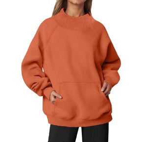 Mock Neck Sweatshirt Women 2026 Fall Long Sleeve Crewneck Oversized Pullover Casual Sweatshirts No Hood With Pockets in Saudi Arabia