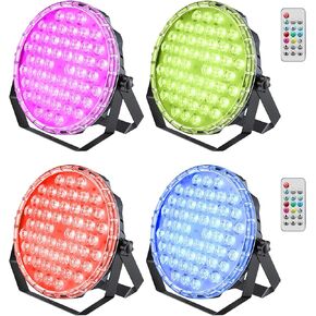 BETOPPER Ultra Slim DJ Par Light، 54x1W RGB LED Par Can مع DMX512، مسرح منخفض وإضاءة علوية، أضواء DJ تعمل عن بعد والصوت لحفلات الزفاف ديسكو، 4 عبوات in Kuwait