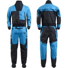 Outdoor Sports Suit Dry Clothes Latex Collar Cuff Breathable Three-layer Waterproof Material Kayaking Surfing Paddling For Sailing,Kayaking(Blue,M) in Kuwait
