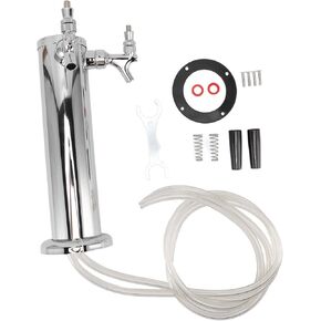 برج Kegerator مزدوج الصنبور، 3 بوصات موزع برج البيرة، برج البرميل، صنبور البيرة، صنبور بيرة ذاتي الإغلاق، من الفولاذ المقاوم للصدأ، طقم برج صنبور Kegerator مع خط Kegerator مُجمَّع مسبقًا in Kuwait