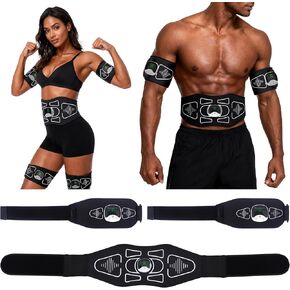 EMS Muscle Stimulator – Rechargeable Abs, Arms & Legs 3-Piece Set Trainer for Core Strength, Muscle Toning, and Workout Recovery – Wireless Body Stimulator for Men Women, Black in Saudi Arabia