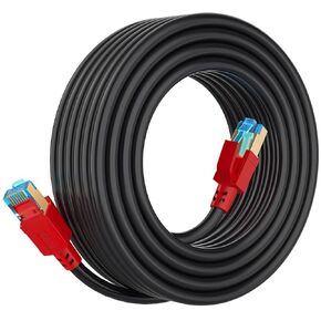 كابل إيثرنت AOPOCKAN TECH Cat 8 بطول 50 قدمًا، كابل شبكة إنترنت عالي السرعة عالي التحمل 26AWG 40 جيجابت في الثانية 2000 ميجا هرتز، مطلي بالذهب RJ45، كابل LAN احترافي مقاوم للطقس محمي في الحائط، داخلي وخارجي in Kuwait