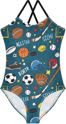 Girls One Piece Swimsuits, Cute Wolf Beach Bathing Suit Sport Halter Swimwear, 3T in Kuwait