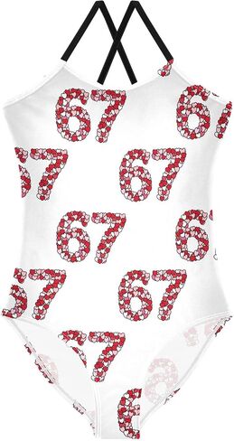 Girls One Piece Swimsuits, Cute Wolf Beach Bathing Suit Sport Halter Swimwear, 3T in Kuwait