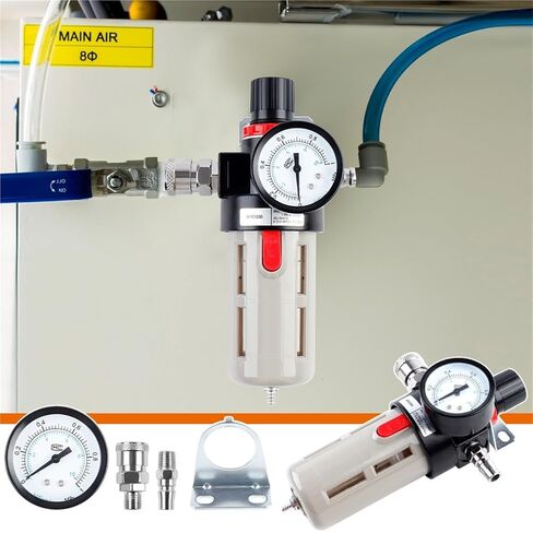 1pcs BFR-2000 Oil-Water Separator Pneumatic Filter Air Processor with Protective Cover Pressure Gauge & Copper Filter Element(BFR-2000-B) in Kuwait