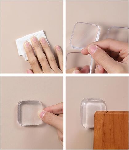 Wall Protectors Pack of 6 Clear Square Pads Adhesive Rubber Guards Easy Installation Wall Damage Wood Protector in Kuwait