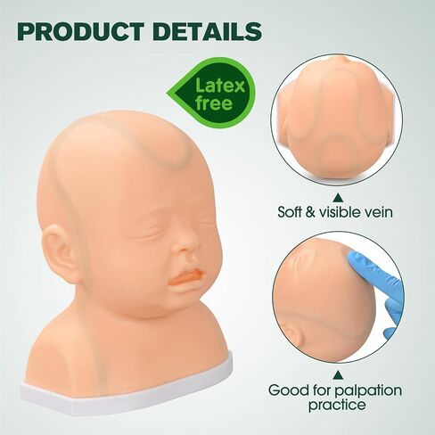 Ultrassist Pediatric Scalp Vein IV Trainer, Infant IV Simulation Head Kit for IV Training, Venipuncture Skills, Injection Practice, Clinical Nursing Training in Kuwait