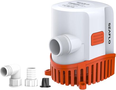 SEAFLO 17-Series 2000 GPH Automatic Bilge Pump - 12V, Submersible Boat Pump, Marine Bilge Water Removal, Dual Outlet ¾" Intake 1 ⅛" Discharge, Compact Design, 4 Year Warranty in Kuwait