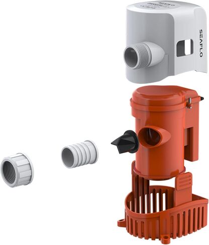 SEAFLO 17-Series 2000 GPH Automatic Bilge Pump - 12V, Submersible Boat Pump, Marine Bilge Water Removal, Dual Outlet ¾" Intake 1 ⅛" Discharge, Compact Design, 4 Year Warranty in Kuwait