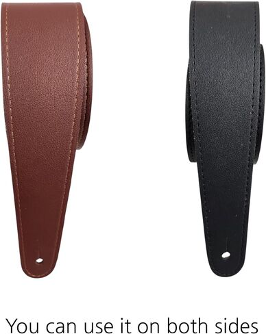 DOMINO STORY Cowhide Leather Guitar Strap, Double-Sided Color, Adjustable 152cm, for Electric, Bass, Acoustic & Classical Guitars in Kuwait