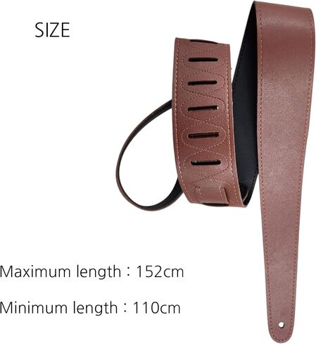 DOMINO STORY Cowhide Leather Guitar Strap, Double-Sided Color, Adjustable 152cm, for Electric, Bass, Acoustic & Classical Guitars in Kuwait
