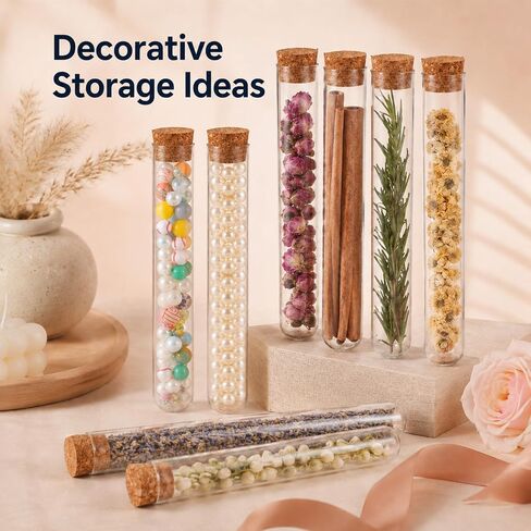 55 Pcs Plastic Test Tubes with Cork Stoppers, 35 mL Plastic Test Tubes, 0.8 x 6.1 in Propagation Tube Round Bottom Tube for Bath Salt, Candy, Beads, Powder, Party Favors and Lab Storage in Kuwait