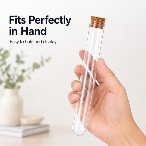 55 Pcs Plastic Test Tubes with Cork Stoppers, 35 mL Plastic Test Tubes, 0.8 x 6.1 in Propagation Tube Round Bottom Tube for Bath Salt, Candy, Beads, Powder, Party Favors and Lab Storage in Kuwait