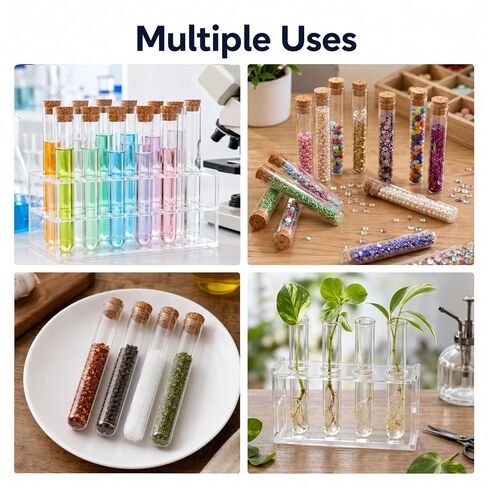 55 Pcs Plastic Test Tubes with Cork Stoppers, 35 mL Plastic Test Tubes, 0.8 x 6.1 in Propagation Tube Round Bottom Tube for Bath Salt, Candy, Beads, Powder, Party Favors and Lab Storage in Kuwait