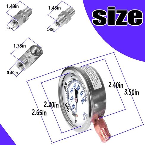 1/4"NPT Threads Pressure Gauge Assembly for Airless Sprayers 340 400 440 450 540 640 740 840，Replaces for Titan 730-397 730397 508239 in Kuwait
