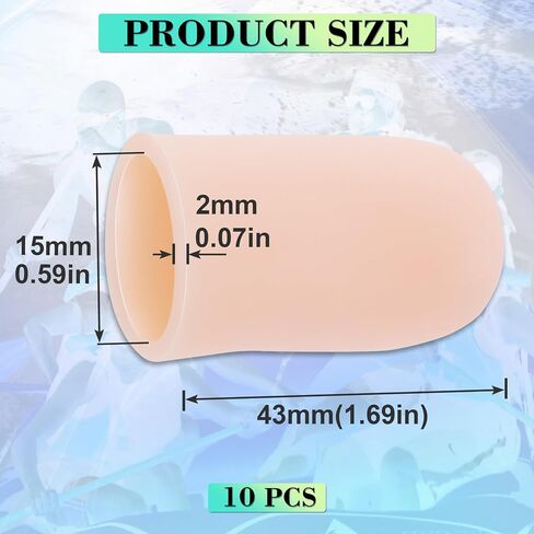 10 Pcs Gel Finger Cots Covers, Silicone Finger Protector Support, Finger Caps Finger Sleeves Thumb Protector for Finger Cracking Trigger Finger Arthritis (Beige) in Kuwait