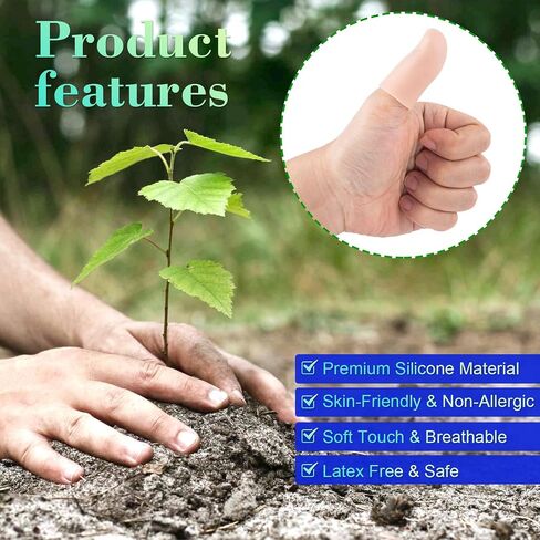 10 Pcs Gel Finger Cots Covers, Silicone Finger Protector Support, Finger Caps Finger Sleeves Thumb Protector for Finger Cracking Trigger Finger Arthritis (Beige) in Kuwait