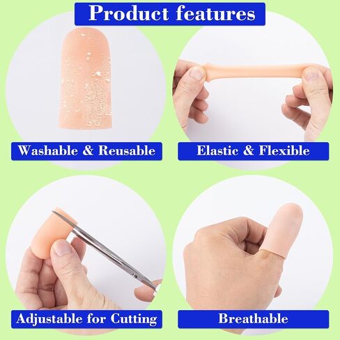 10 Pcs Gel Finger Cots Covers, Silicone Finger Protector Support, Finger Caps Finger Sleeves Thumb Protector for Finger Cracking Trigger Finger Arthritis (Beige) in Kuwait