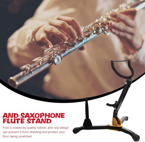Foldable Portable Saxophone Stand with Anti-slip Iron Base and Ergonomic Design for Alto Tenor Saxophone and Flute Holder, Lightweight Clarinet Sax Stand in Kuwait