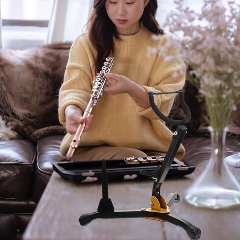 Foldable Portable Saxophone Stand with Anti-slip Iron Base and Ergonomic Design for Alto Tenor Saxophone and Flute Holder, Lightweight Clarinet Sax Stand in Kuwait