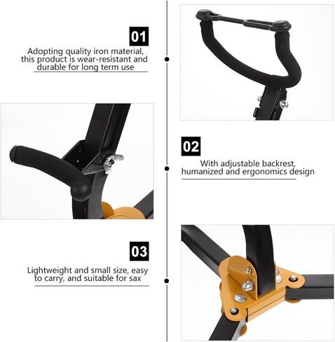 Foldable Portable Saxophone Stand with Anti-slip Iron Base and Ergonomic Design for Alto Tenor Saxophone and Flute Holder, Lightweight Clarinet Sax Stand in Kuwait