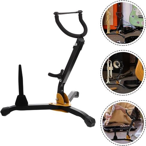Foldable Portable Saxophone Stand with Anti-slip Iron Base and Ergonomic Design for Alto Tenor Saxophone and Flute Holder, Lightweight Clarinet Sax Stand in Kuwait