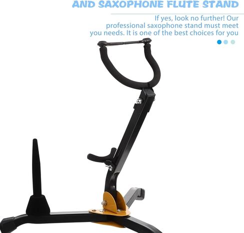 Foldable Portable Saxophone Stand with Anti-slip Iron Base and Ergonomic Design for Alto Tenor Saxophone and Flute Holder, Lightweight Clarinet Sax Stand in Kuwait