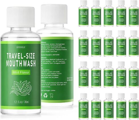 50 Pcs Travel Size Mouthwash Bulk, Portable Mouthwash, Mini Alcohol-Free, Mint Oral Rinse Fresh Mouth Wash Individual Bottle for Travel, Hotels, Office, On-The-Go, Donation 1.2oz/35ml in Kuwait