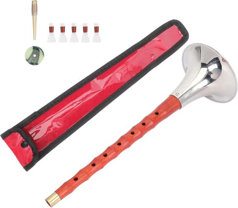 Alasum Traditional Suona Wind Instrument in D Key Rosewood Wood Material Reed and Air Chamber Ethnic Chinese Folk Music Instrument Set Protective Case for Practice and Random Color in Kuwait