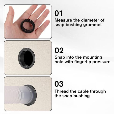 15PCS Round Cable Snap Bushing Grommets, 1-1/4"(32mm) Plastic Cable Hole Grommets for Wiring, Black Snaps in Cables Grommet Protector, Snap in Cord Bushing Protect Cables for Locking Tube Hose in Kuwait