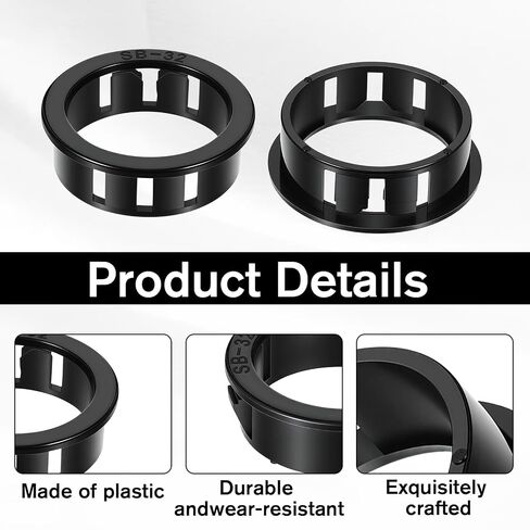15PCS Round Cable Snap Bushing Grommets, 1-1/4"(32mm) Plastic Cable Hole Grommets for Wiring, Black Snaps in Cables Grommet Protector, Snap in Cord Bushing Protect Cables for Locking Tube Hose in Kuwait