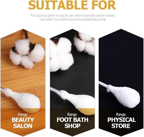FRCOLOR Cupping Igniter Stick 4-Pack Fire Rod Tool with Cotton Head for Salon and Home Use Vacuum Cupping Accessories for Body Massage and Health Promotion in Kuwait