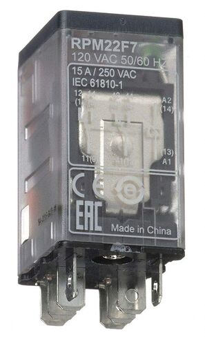 Schneider Electric 120VAC, 8-Pin Square Base General Purpose General Purpose Relay; AC Contact Rating: 15A @ 277V in Kuwait