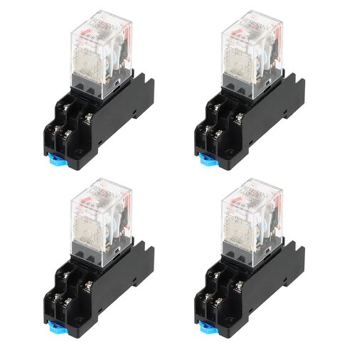 MECCANIXITY 4 Set AC24V Electromagnetic Power Relay, 8-Pin 10A Power Coil Relay with LED Indicator and Socket Base DPDT 2NO 2NC for Industrial, Home Appliances and DIN Rail System in Kuwait