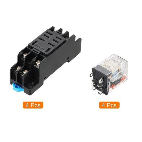 MECCANIXITY 4 Set AC24V Electromagnetic Power Relay, 8-Pin 10A Power Coil Relay with LED Indicator and Socket Base DPDT 2NO 2NC for Industrial, Home Appliances and DIN Rail System in Kuwait