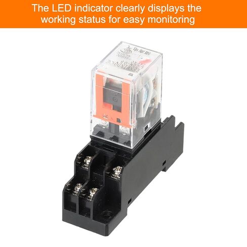 MECCANIXITY 4 Set AC24V Electromagnetic Power Relay, 8-Pin 10A Power Coil Relay with LED Indicator and Socket Base DPDT 2NO 2NC for Industrial, Home Appliances and DIN Rail System in Kuwait