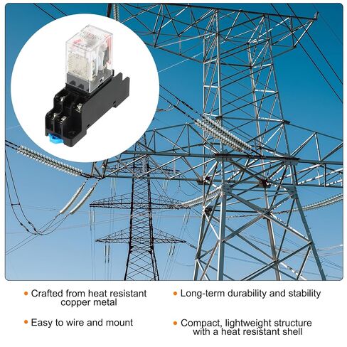 MECCANIXITY 4 Set AC24V Electromagnetic Power Relay, 8-Pin 10A Power Coil Relay with LED Indicator and Socket Base DPDT 2NO 2NC for Industrial, Home Appliances and DIN Rail System in Kuwait