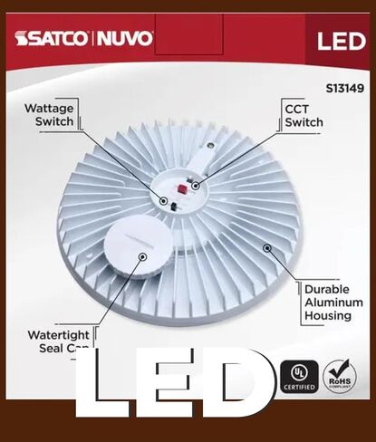 Satco S13149 36/45/60W LED HID بديل Corncob، CCT يمكن اختياره 3000K-5000K، قاعدة موغول ممتدة EX39، تجاوز الصابورة من النوع B، 120-277 فولت، 5220-9600 لومن، تصنيف التركيبات المغلقة، القاعدة للأسفل، IP65 in Kuwait