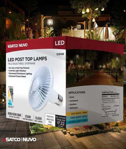 Satco S13149 36/45/60W LED HID بديل Corncob، CCT يمكن اختياره 3000K-5000K، قاعدة موغول ممتدة EX39، تجاوز الصابورة من النوع B، 120-277 فولت، 5220-9600 لومن، تصنيف التركيبات المغلقة، القاعدة للأسفل، IP65 in Kuwait